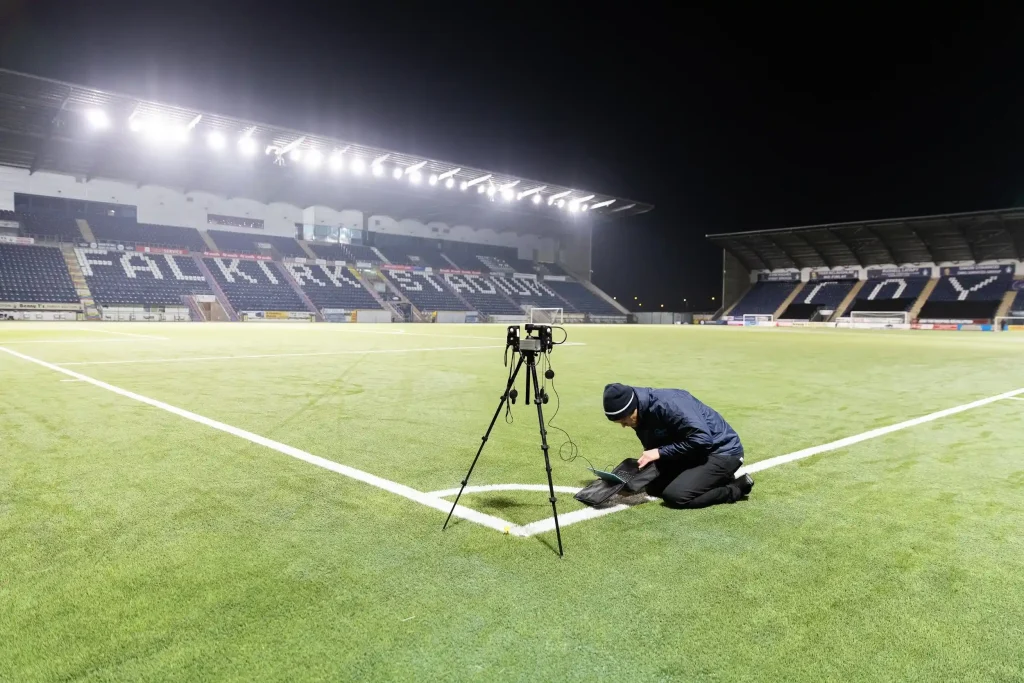 Niall MacPhee, Sports Labs Director, Floodlight Testing at Falkirk Stadium